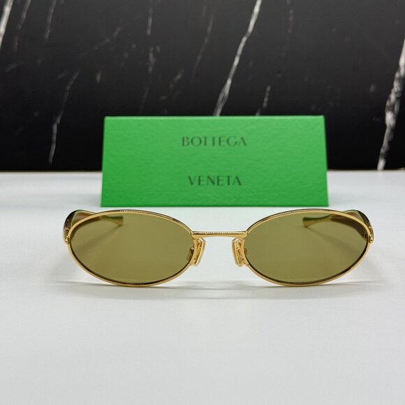 NEW BOTTEGA VENETA SUNGLASSES GOLD WOMEN OVAL EYEWEAR BOTTEGA VENETA BV1386S 006 main image 10